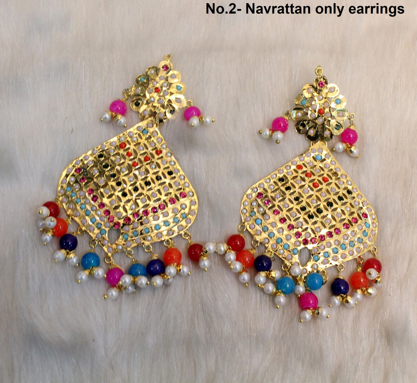 Indian Earrings Jadau Gold,Navrattan,Green  Earrings Tikka /Jadau Tikka Set/ Punjabi Indian Jewellery