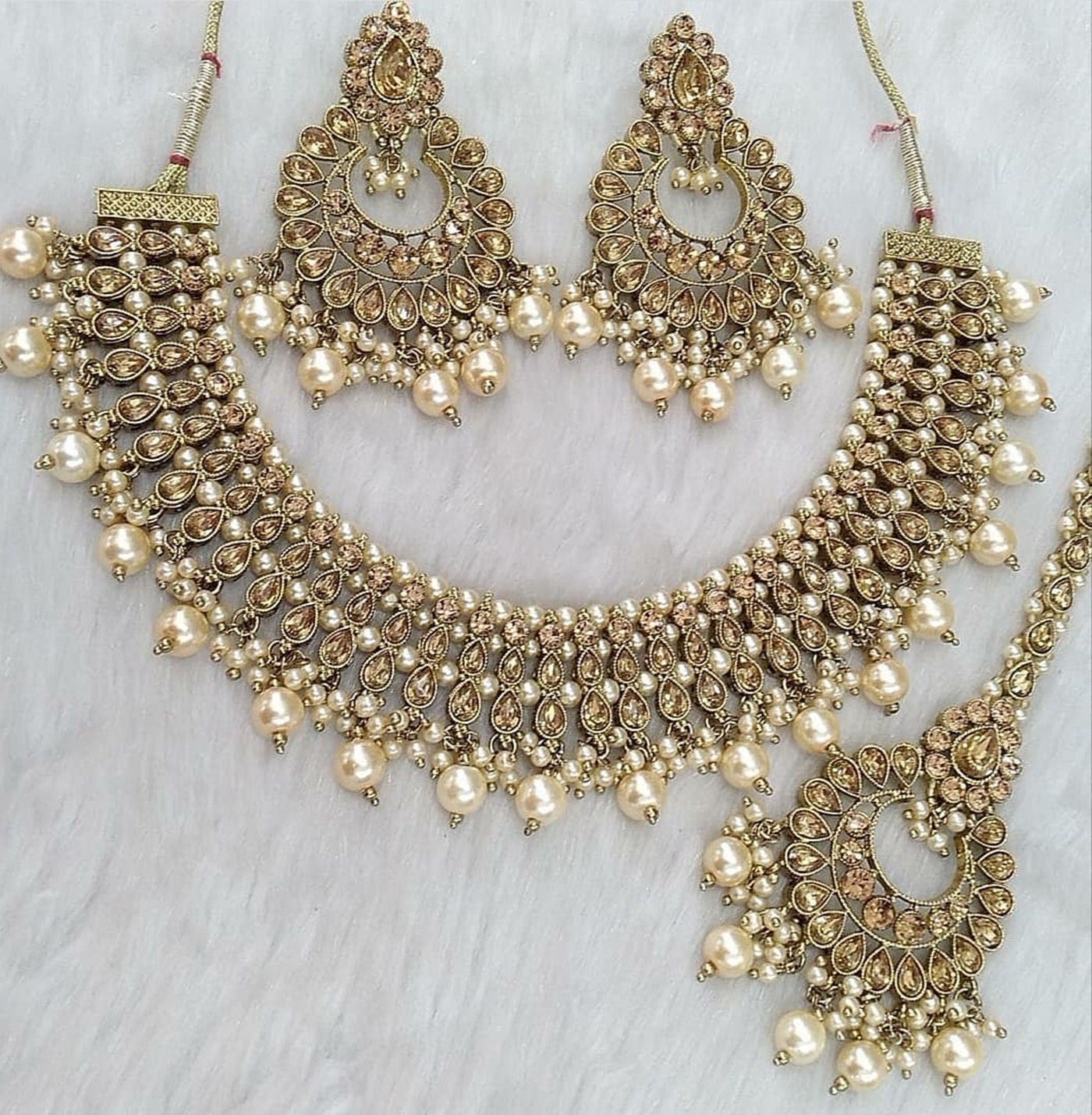 Indian  Jewellery Green  Necklace Tikka Set/Antique Gold Kundan Bollywood Necklace longman Set