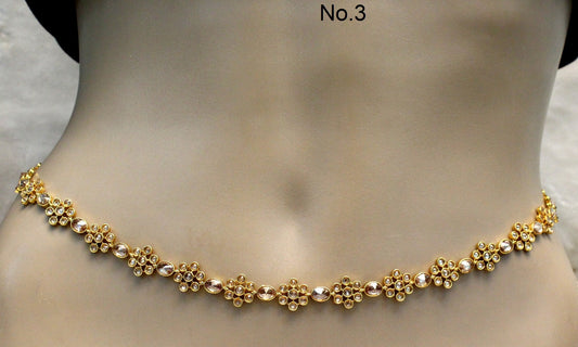 Waist Chain Gold Polki Belly Waist Sari Saree Chain Indian Jewelry Jewellery Kamarband bandh band Belt/Simple Body Chain Jewellery
