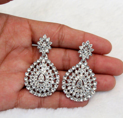 Silver Earrings/ Gold earrings/Crystal silver Gold chandeliers Bridal Earrings Set Jewellery/ Bridesmaids Bollywood Jewellery/Gift for her