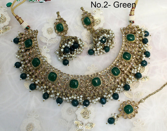 Indian  Jewellery/dark gold Bridal necklace Set/Bollywood Gold Indian Jewellery Necklace Set/ Wedding Sets/ Bridesmaid sets