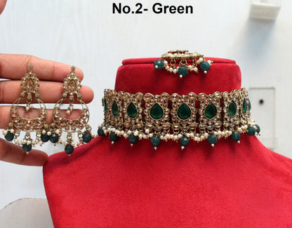 Choker Set Necklace Set/Antique gold choker set Jewellery set /Indian choker necklace set/Bridesmaid Jewellery/ Indian jewellery