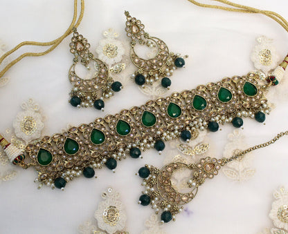 Choker Set Necklace Set/Antique gold choker set Jewellery set /Indian choker necklace set/Bridesmaid Jewellery/ Indian jewellery