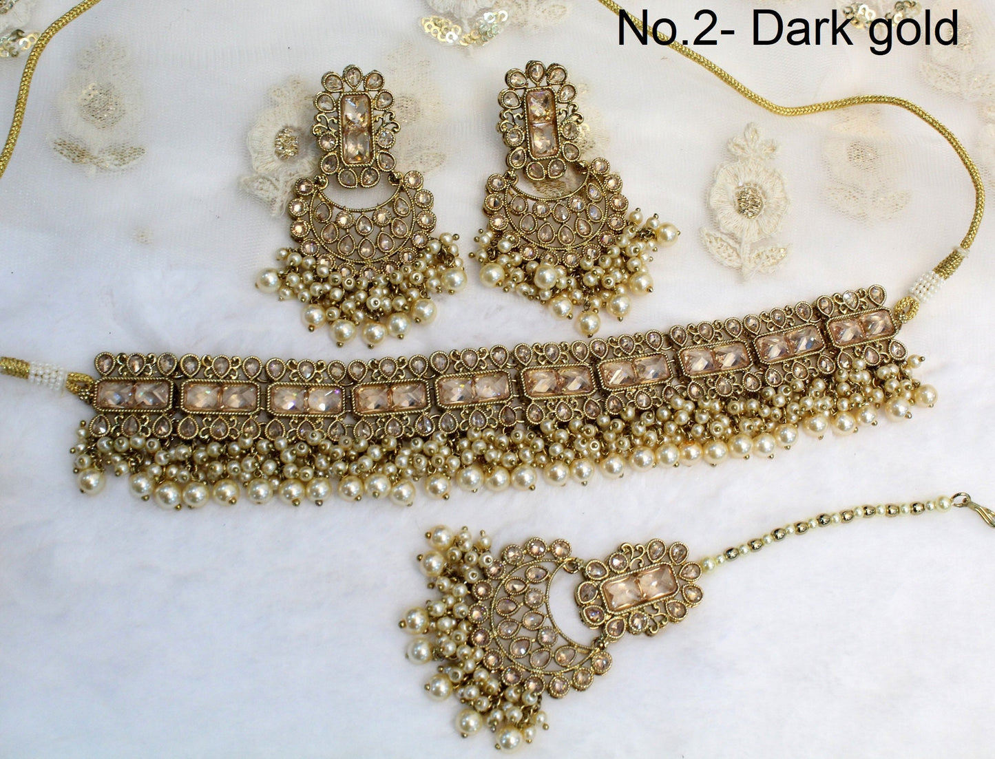 Choker Set Necklace Set/ dark gold, pink, multicolor Jewellery set /Indian choker necklace set/Bridesmaid Jewellery