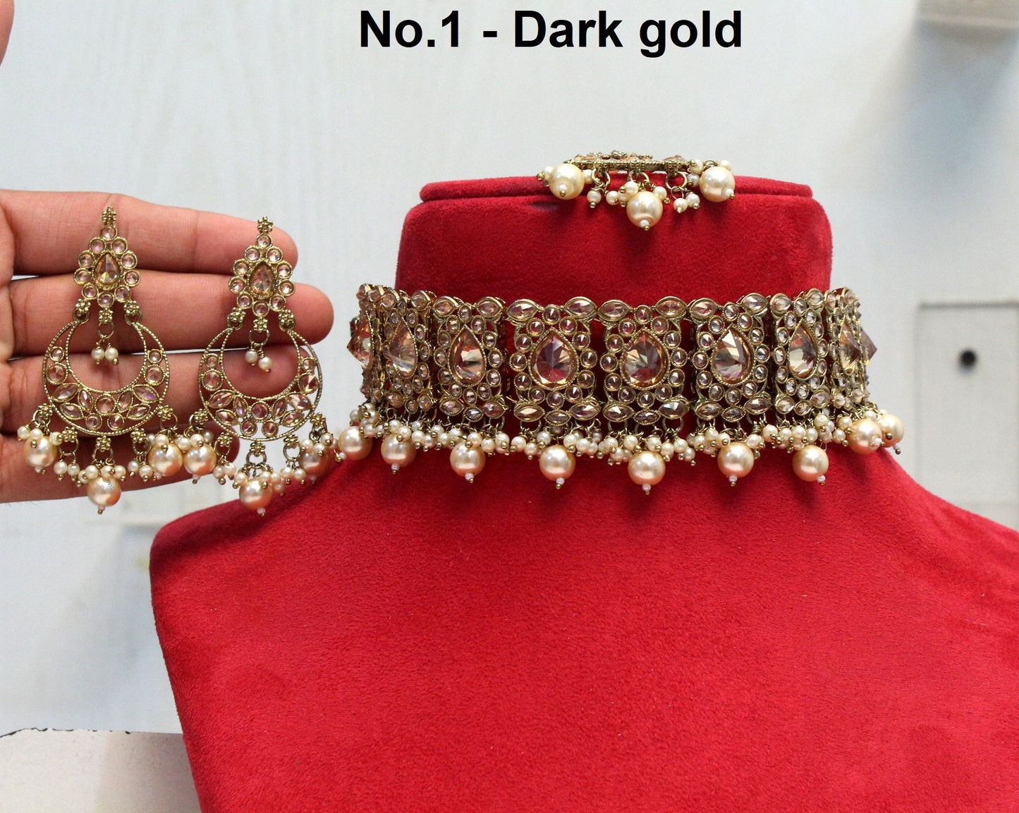 Choker Set Necklace Set/Antique gold choker set Jewellery set /Indian choker necklace set/Bridesmaid Jewellery/ Indian jewellery