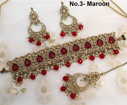 Choker Set Necklace Set/Antique gold choker set Jewellery set /Indian choker necklace set/Bridesmaid Jewellery/ Indian jewellery
