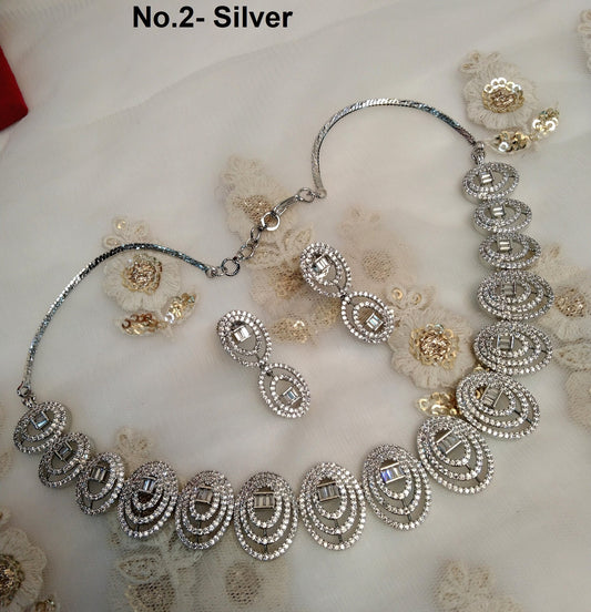 Cubic Zirconia Diamond necklace Earrings set, rose gold Bridal necklace earrings jewellery statement necklace earrings set CZ necklace set
