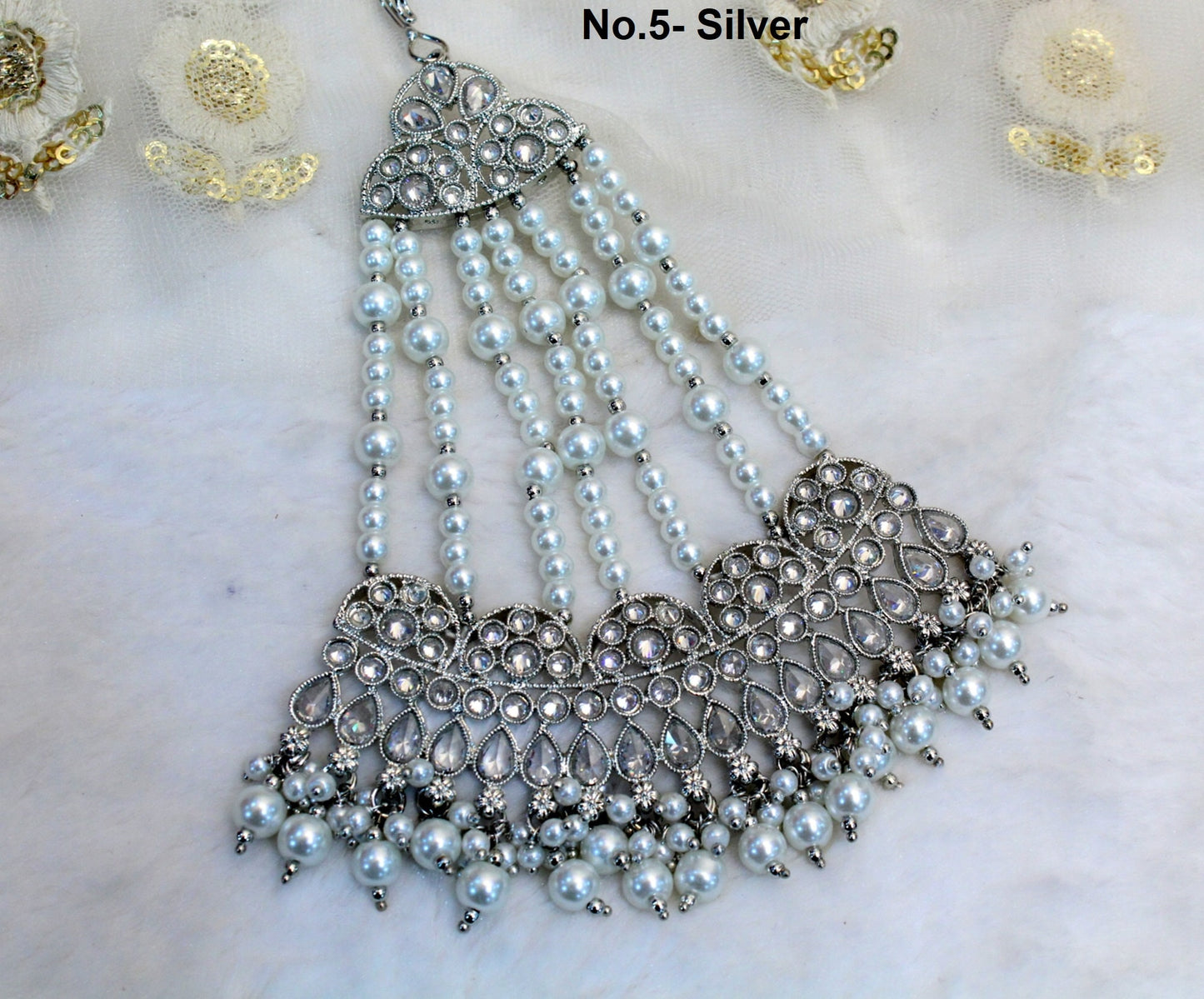 Silver Passa Jhumar Jhoomer Headpiece Bridal Passa/Hijab Headpiece/Kundan Indian Hair Jewellery/Pakistani Headpiece/Side Hair Jewellery