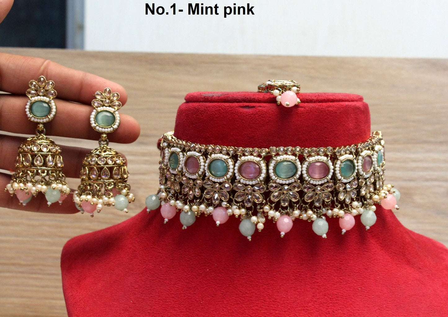 Choker Set Necklace Set/ Dark gold chjoker set Jewellery set /Indian choker necklace set/Bridesmaid Jewellery