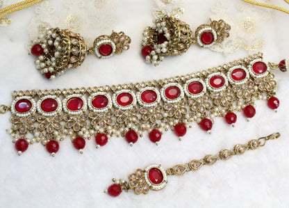 Choker Set Necklace Set/ Dark gold chjoker set Jewellery set /Indian choker necklace set/Bridesmaid Jewellery