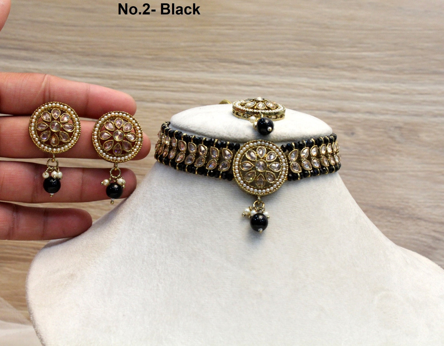 Indian Jewellery Choker Set/Antique Gold silver choker Studs Earrings Set/Gold Indian Bollywood Necklace rita Set