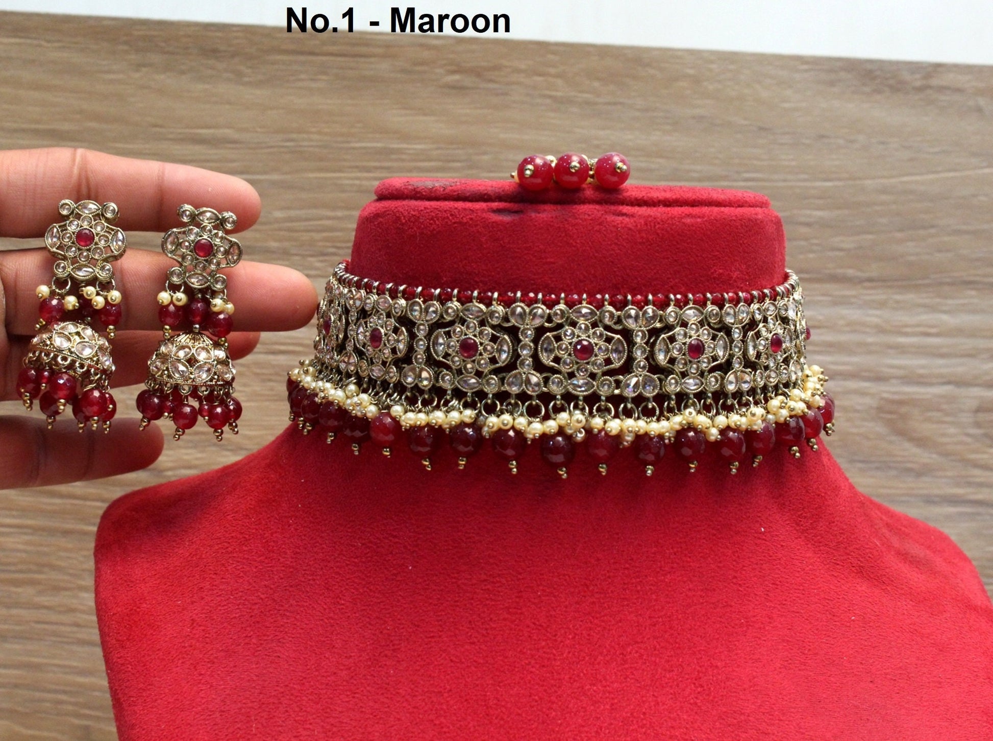 Choker Indian Jewelry Set Buy Choker Set Maroon Choker Jewellery
