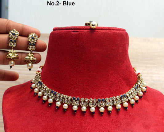 Indian  Jewellery/Gold finish Ruby, sea green, silver necklace Set/Bollywood Silver Indian  Jewellery Set /Bridesmaid sets
