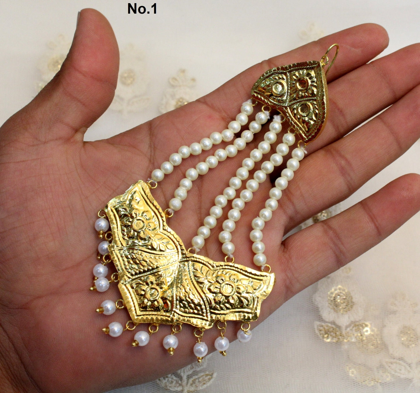 Jhumar  Gold Plat Headpiece Passa /Jhumar Jhoomer Bollywood Side Hijab Headpiece/ Punjabi Indian Jewellery/Pakistani Muslim Headpiece
