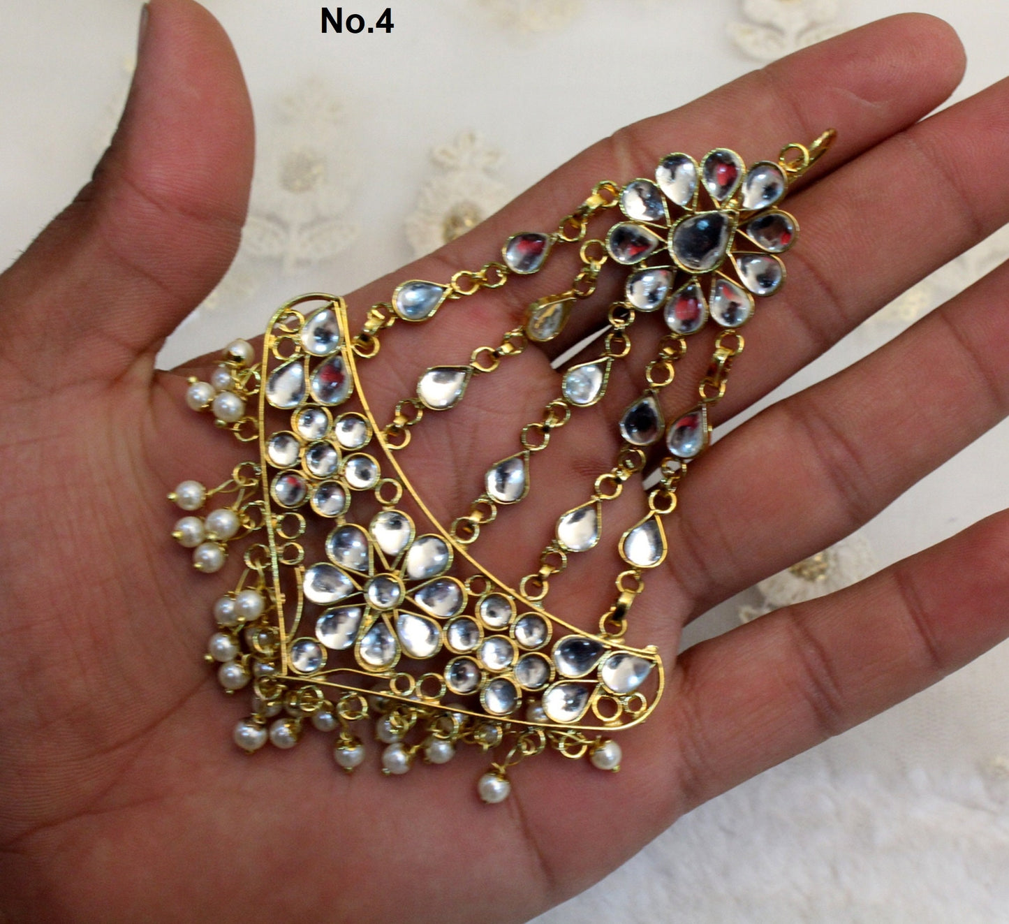 Jhumar  Gold Plat Headpiece Passa /Jhumar Jhoomer Bollywood Side Hijab Headpiece/ Punjabi Indian Jewellery/Pakistani Muslim Headpiece