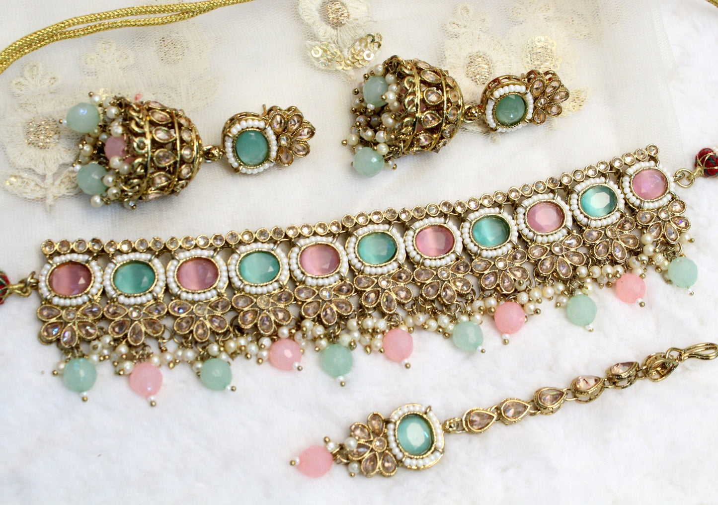 Choker Set Necklace Set/ Dark gold chjoker set Jewellery set /Indian choker necklace set/Bridesmaid Jewellery