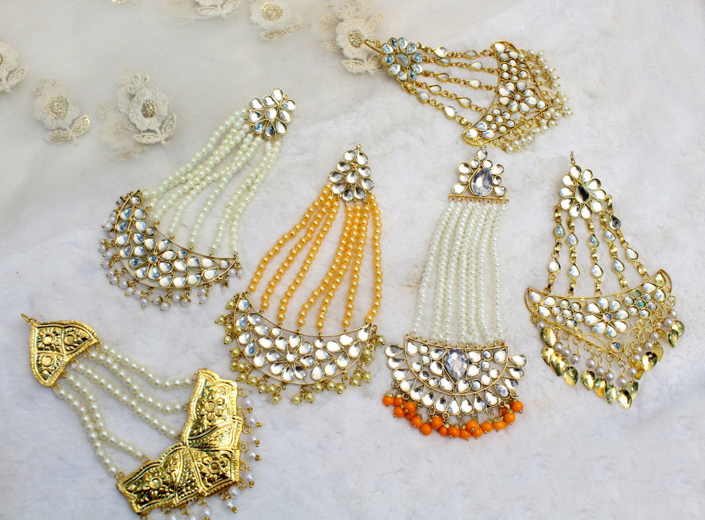 Jhumar  Gold Plat Headpiece Passa /Jhumar Jhoomer Bollywood Side Hijab Headpiece/ Punjabi Indian Jewellery/Pakistani Muslim Headpiece