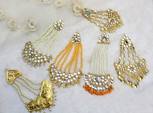 Jhumar  Gold Plat Headpiece Passa /Jhumar Jhoomer Bollywood Side Hijab Headpiece/ Punjabi Indian Jewellery/Pakistani Muslim Headpiece