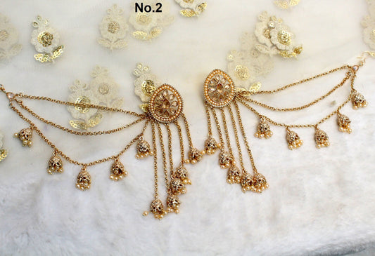 Buy Bahuballi Jhumka Earrings Bollywood Wedding Gold Earrings Danglers Bridal Indian Jewellery Set Chains earrings, Ear to back earrings