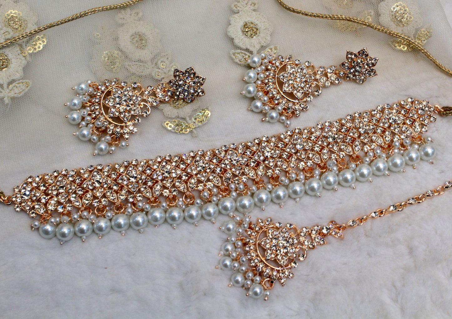 Buy Choker Set Dark gold silver Necklace Set/Indian choker tesli princeton choker