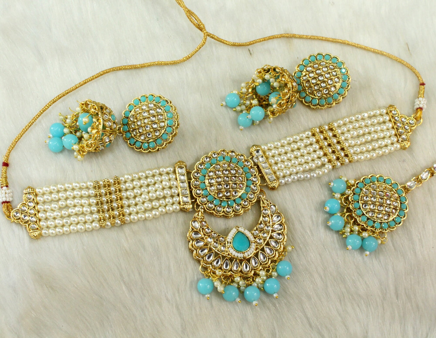 Indian  Jewellery Kundan choker set Necklace Set/Bollywood gold yellow, firoji  kundan choker Jewellery Set