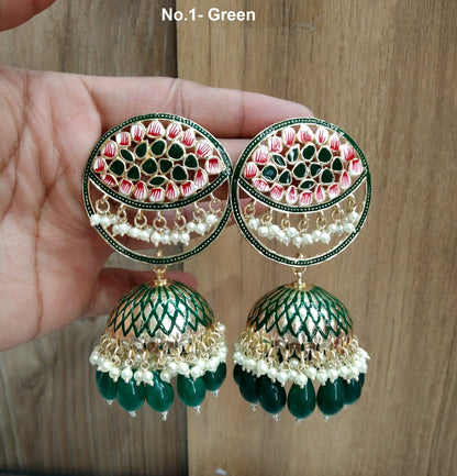 Indian Jhumka Earrings Jewelry/Indian Jewelry Green ,pink, surf Jhumka Indain coke Earrings