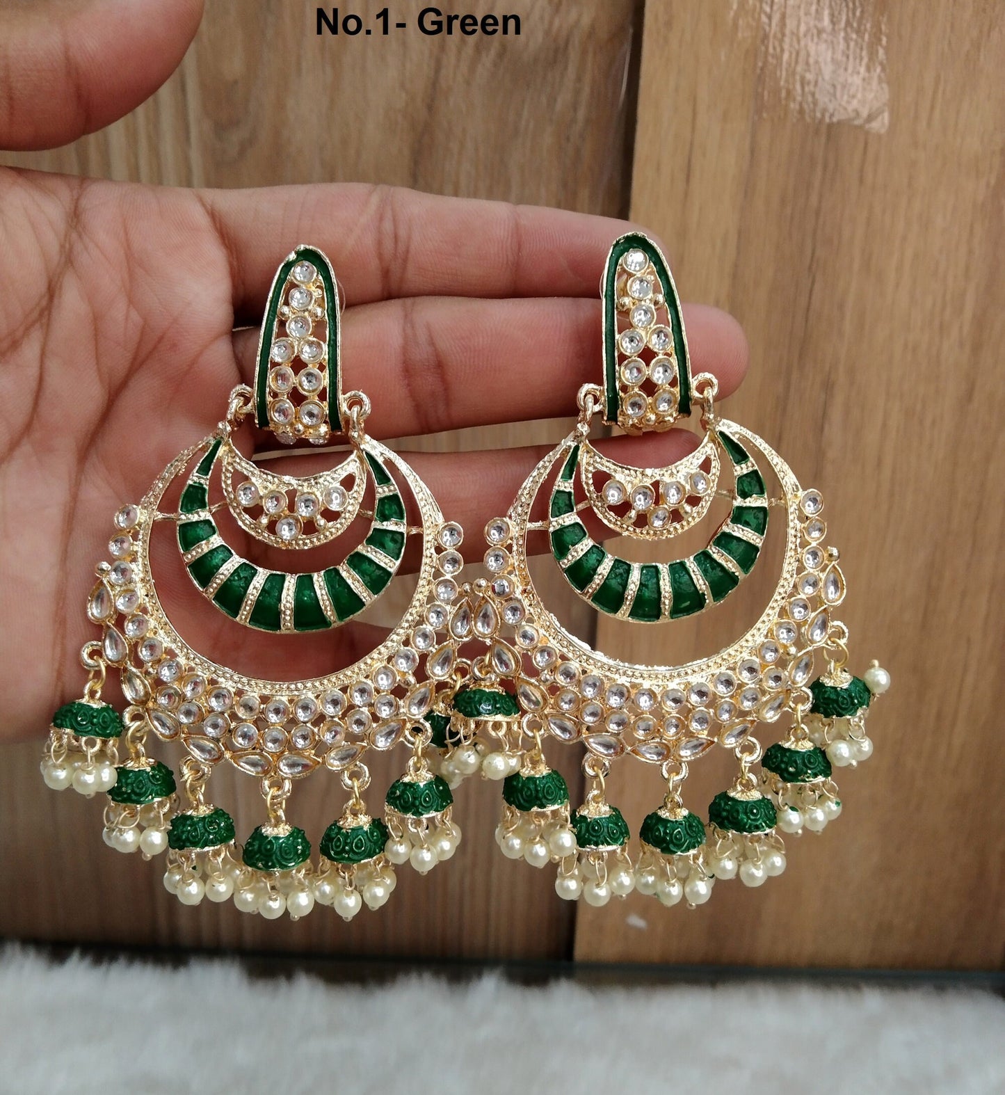 Indian Jewellery/Gold Indian Earrings Tikka Set/Indian blue, pink, green,  pastel green chand balli  sia Earrings