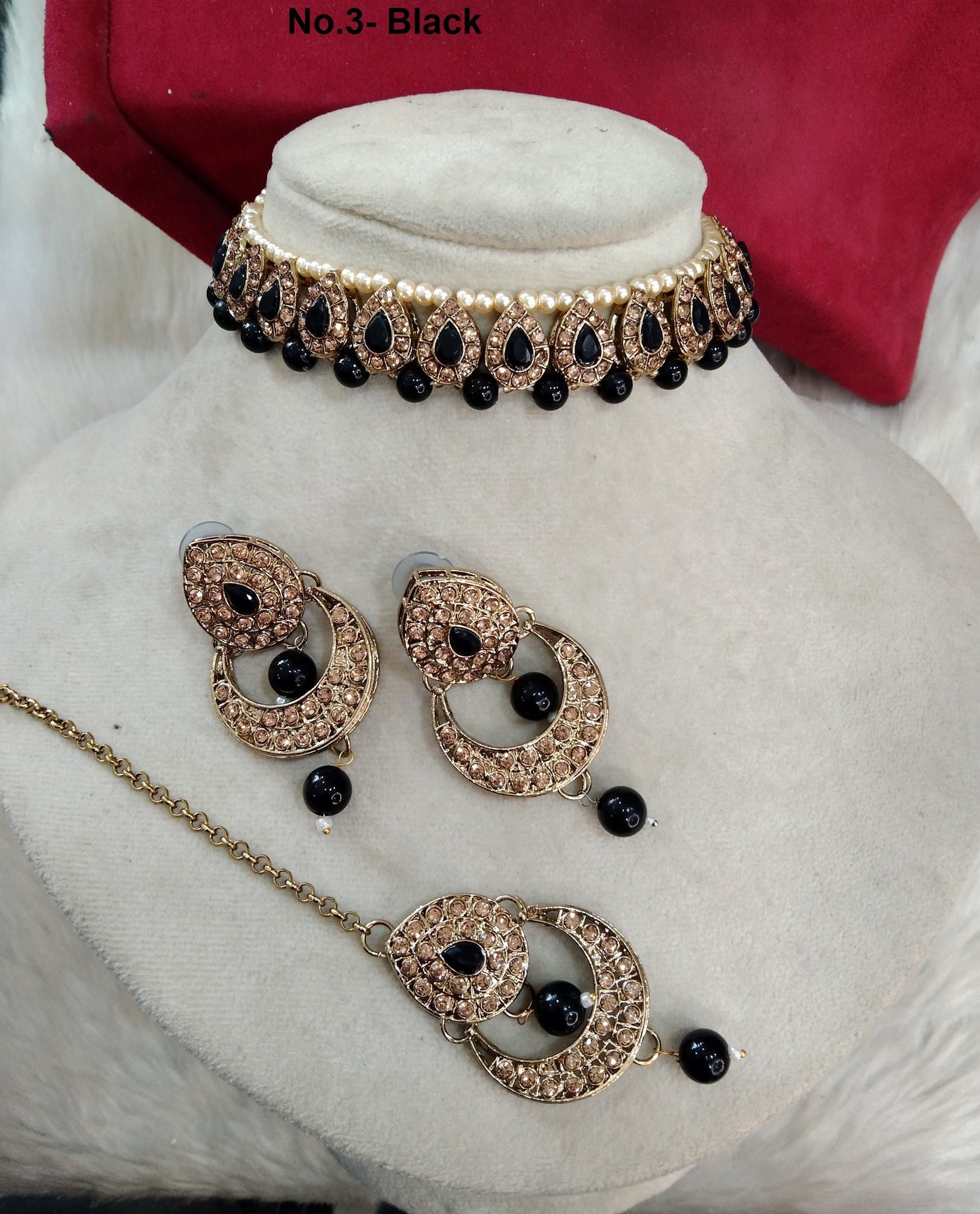 Necklace Set/ Necklace Set Jewellery set /Indian Antique necklace, black, green, silver  set/Bridesmaid Jewellry/ Indian jewelry Set/