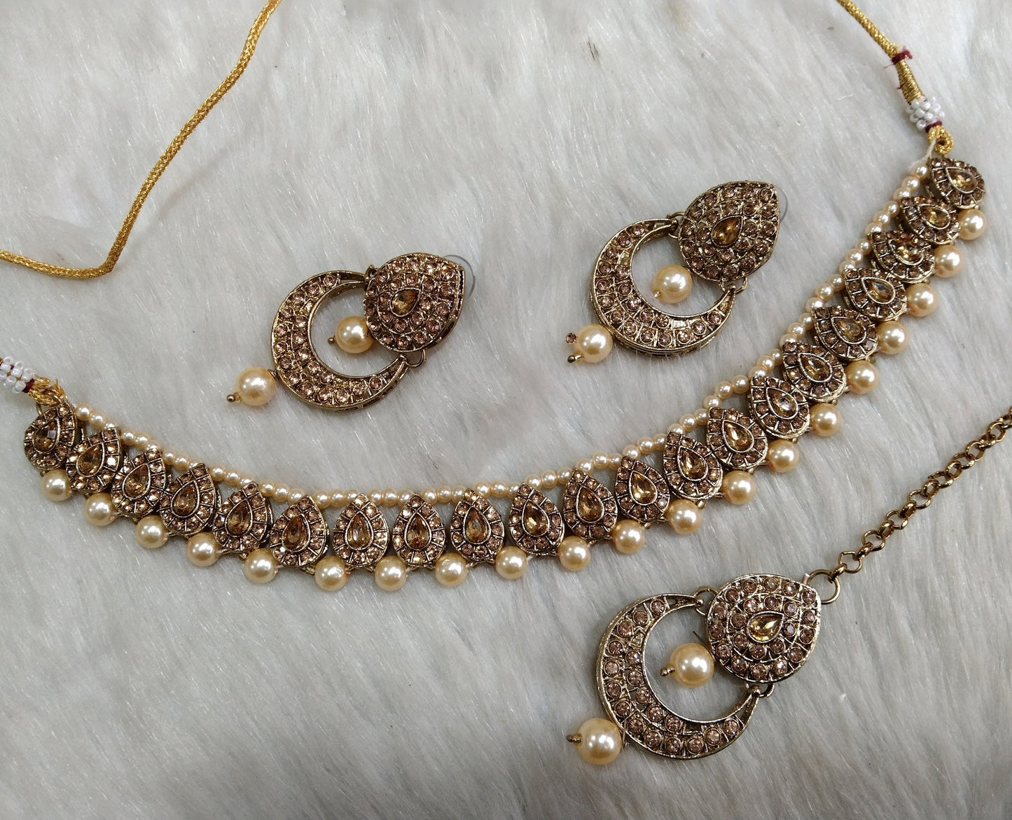 Necklace Set/ Necklace Set Jewellery set /Indian Antique necklace, black, green, silver  set/Bridesmaid Jewellry/ Indian jewelry Set/