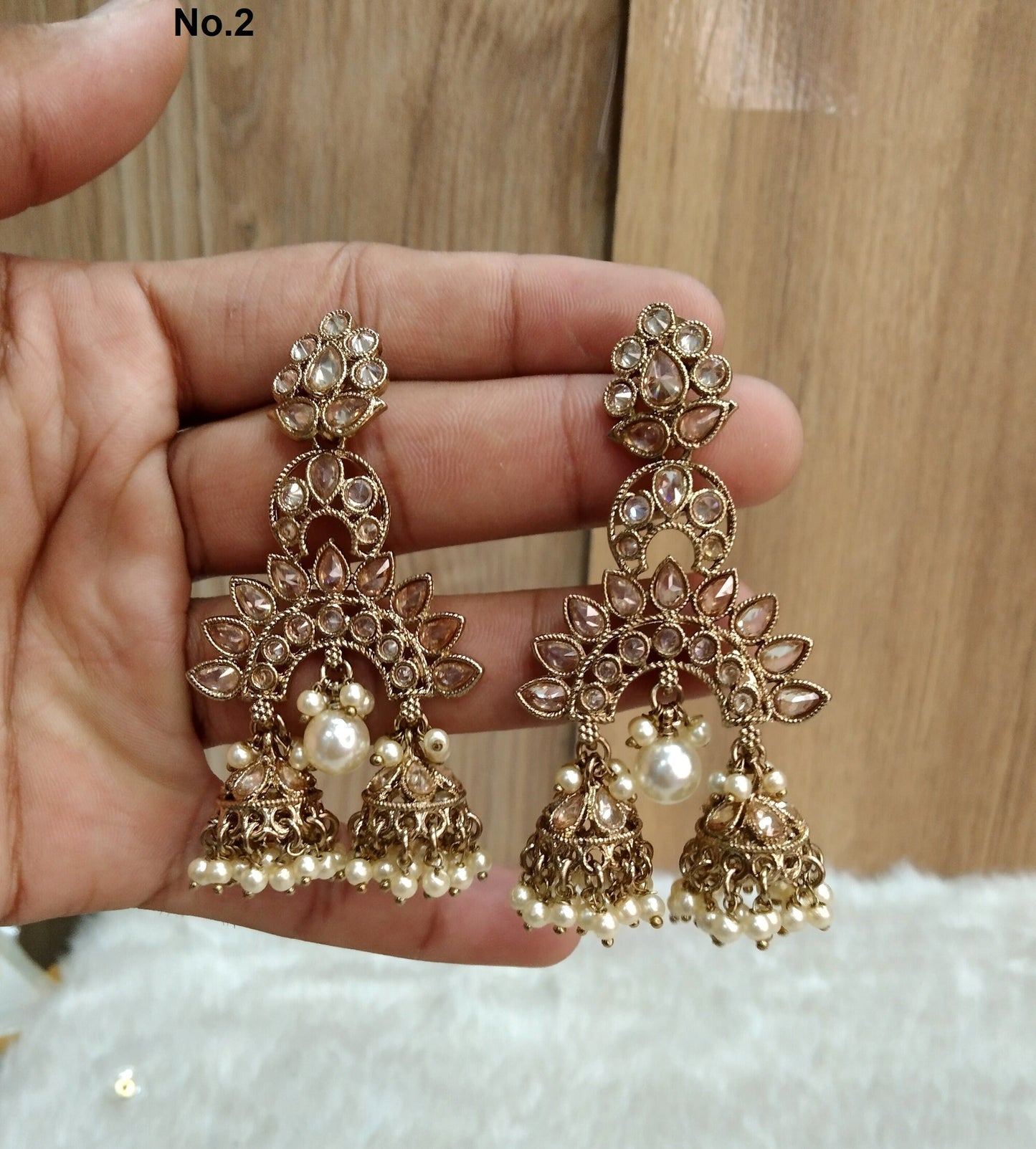 Indian Jewellery/Indian antique gold Earrings/Indian bridal Earrings Set Jewellery/Antique gold wedding Bollywood Jewellery Set
