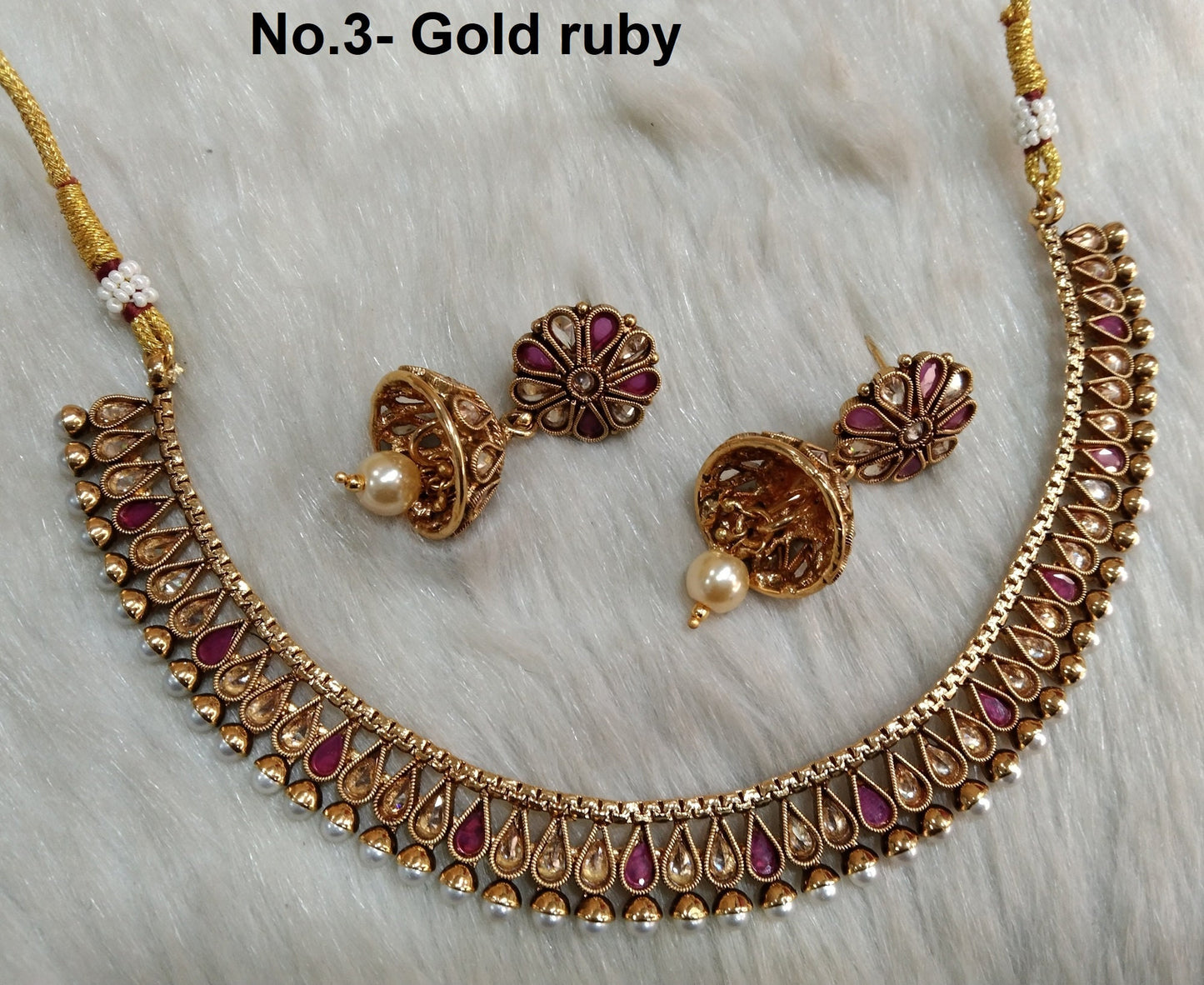 Indian Polki Necklace set  Jewellery / Bollywood Style Gold Finish South Indian wedding bridal Jewellery/gift for her