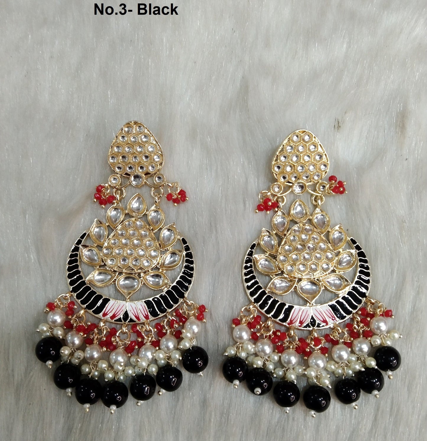 Indian Jewellery/Gold Indian Earrings Tikka Set/Indian peach, pink, black chand balli  Earrings asia Jewellery