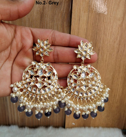 Indian Jewellery/Gold Indian Earrings Tikka Set/Indian sea green,pink,Gajjri , blue chand balli  Earrings Jewellery/Wedding Bridal Jewellery sanam Set