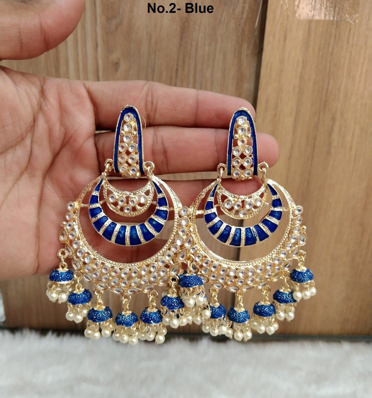 Indian Jewellery/Gold Indian Earrings Tikka Set/Indian blue, pink, green,  pastel green chand balli  sia Earrings
