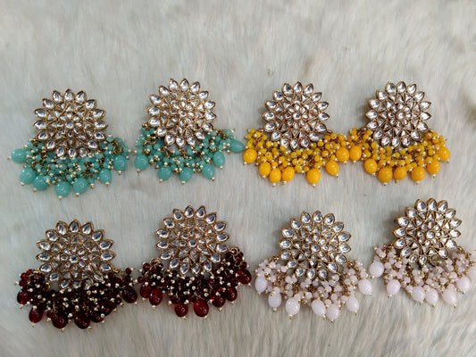 Indian Jewellery/Gold Indian stud Earrings  Set/Indian firoji, maroon, yellow, Pink , Gajjri, black Earrings  Set Jewellery/Wedding ramisa Jewelry