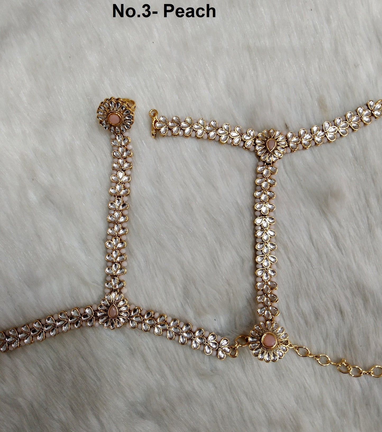 Indian Hand Bracelets  Jewellry/Gold Bridal Bracelet pair Finger kundan ring Panja Bollywood Jewellery