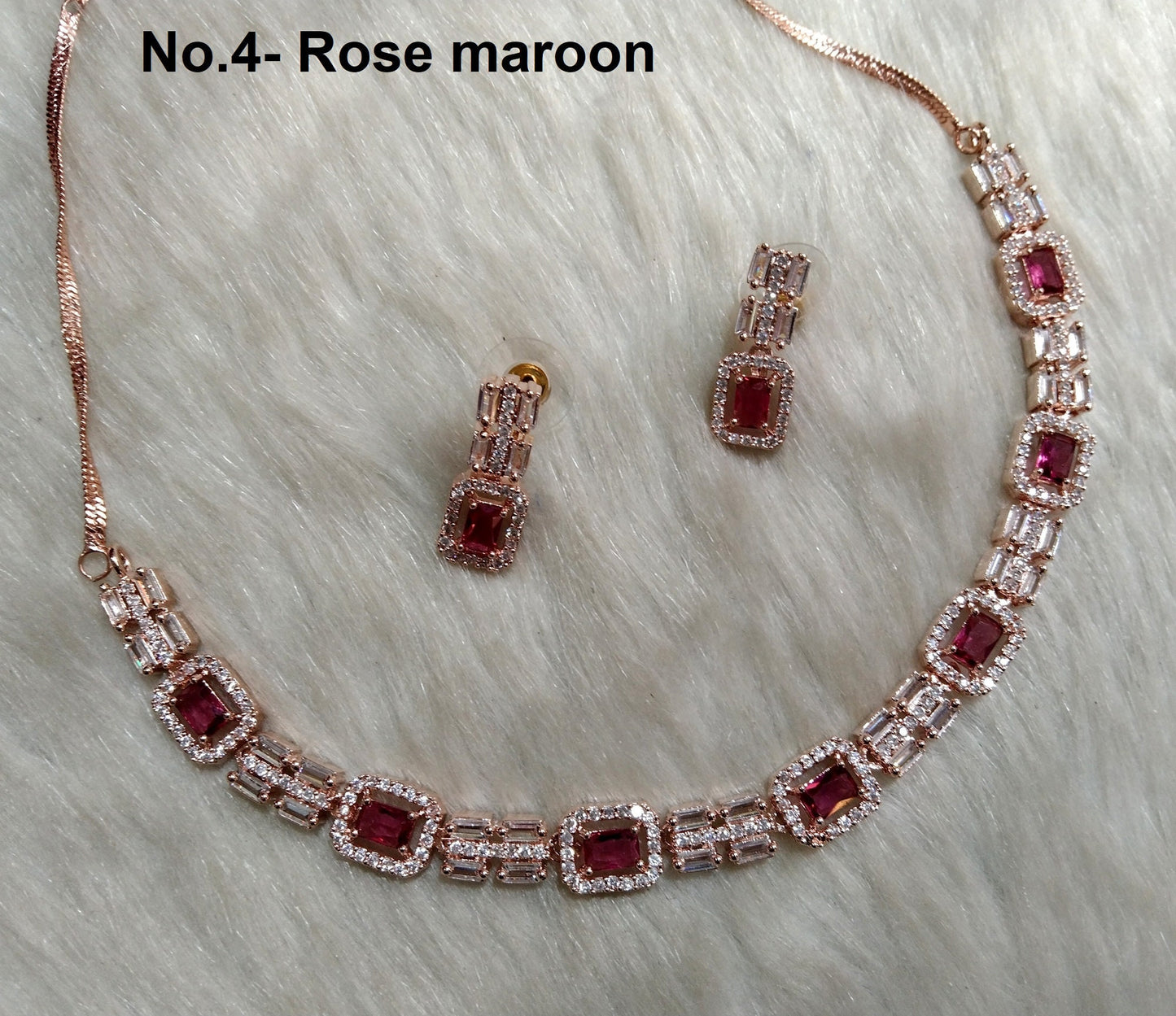 American Diamond necklace Earrings set, rose gold, Bollywood silver Bridal necklace classic earrings jewellery statement necklace set CZ necklace