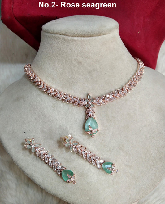 Cubic Zirconia Diamond necklace Earrings set, rose gold,silver Bridal necklace earrings jewellery david statement necklace set CZ necklace set