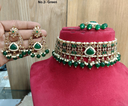 Indian jewellery Choker Set Necklace Set/ dark gold maroon, green choker Jewellery set /Indian choker trenton necklace set