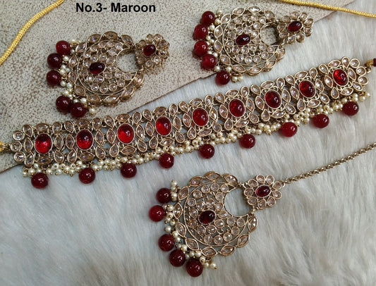 Indian jewellery Choker Set Necklace/Bollywood Jewellery/Indian dark gold choke set/Wellington Bridesmaid Jewellery/Women Necklace set
