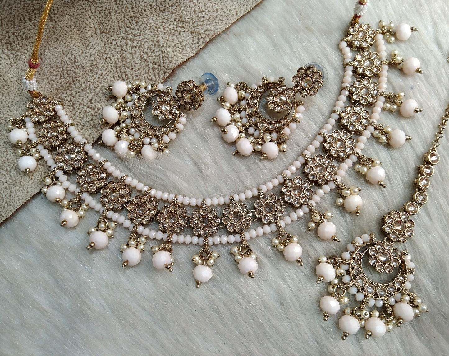 Indian  Jewellery Antique gold  Necklace Tikka Set/Gold melbourne Bollywood Necklace Set/Indian necklace ethnic necklace set