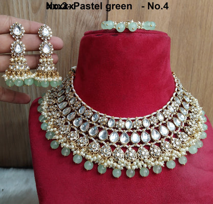 Indian Jewellery/ Gold Semi Bridal Kundan necklace Set Indian Wedding Semi Bridal Ethnic Jewellery riverhead Necklace