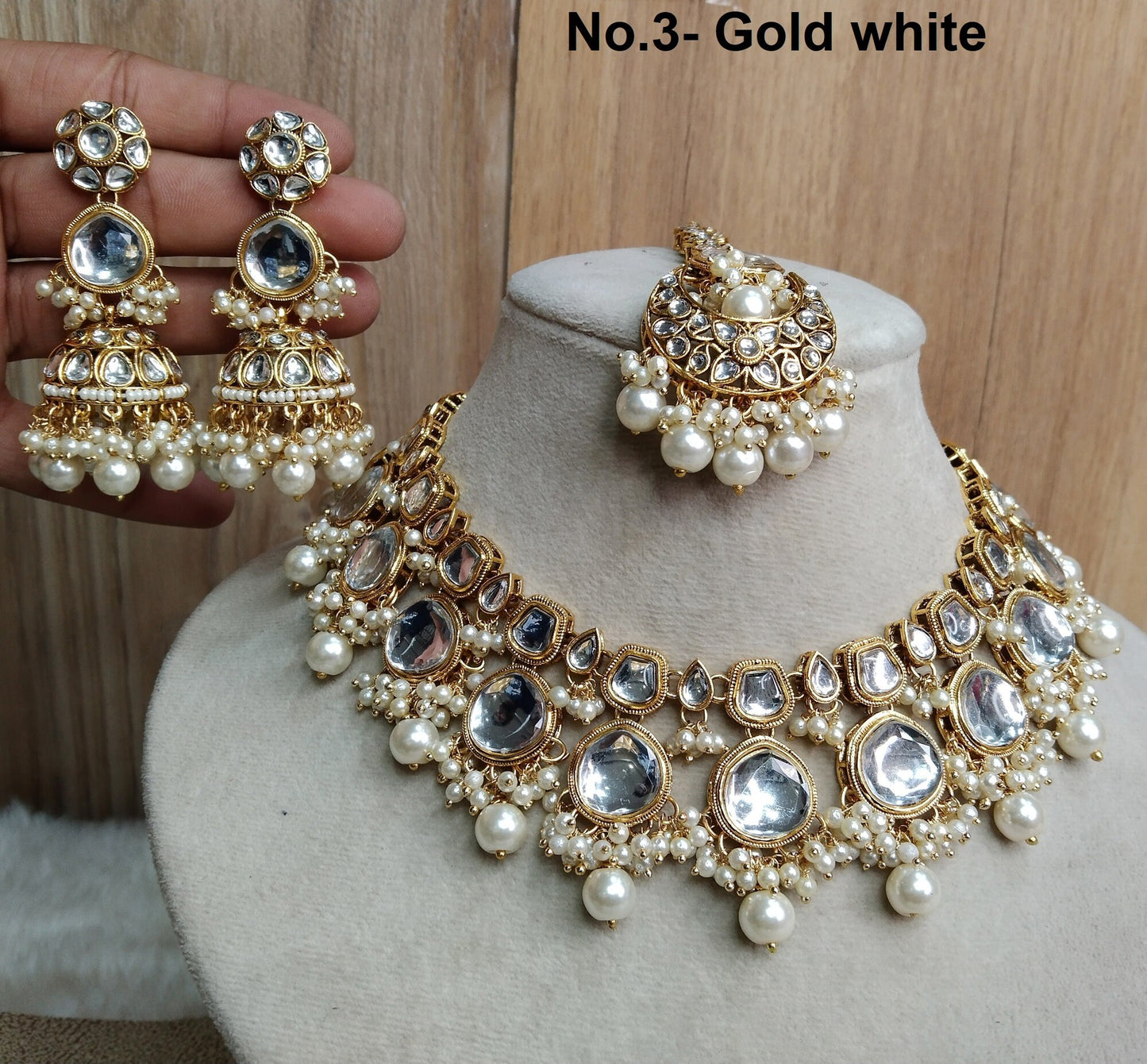 Ivory Indian   Jewellery , Kundan necklace Set Indian Wedding Bridal Ethnic Bridal Necklace, smithtown livingston set,