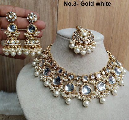 Ivory Indian   Jewellery , Kundan necklace Set Indian Wedding Bridal Ethnic Bridal Necklace, smithtown livingston set,