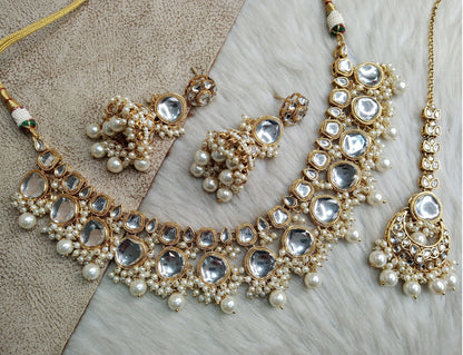 Ivory Indian   Jewellery , Kundan necklace Set Indian Wedding Bridal Ethnic Bridal Necklace, smithtown livingston set,