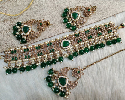 Indian jewellery Choker Set Necklace Set/ dark gold maroon, green choker Jewellery set /Indian choker trenton necklace set