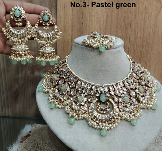 Indian Jewellery/ Gold Bridal Kundan necklace Set Indian gold white, maroon, pastel green, green Bridal Jewellery guetta beiber Necklace