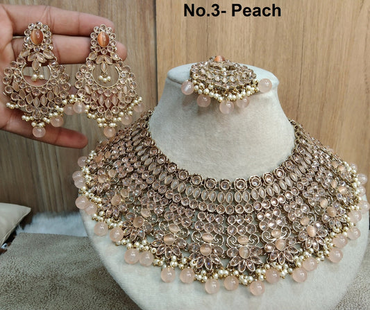 Indian  Jewellery/Dark gold, pink, peach necklace Set/Bollywood Indian Jewelry Jewellery oxnard Set /Bridesmaid jewellery sets