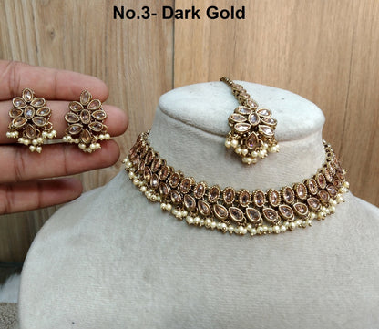 Indian   Jewellery/Dark gold  necklace Set/Bollywood Gold Indian Jewelry Jewellery Set /Bridesmaid jewellery monterey sets