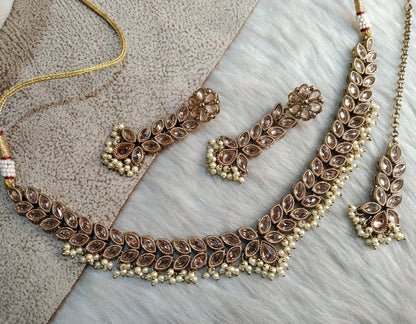 Indian   Jewellery/Dark gold  necklace Set/Bollywood Gold Indian Jewelry Jewellery Set /Bridesmaid jewellery monterey sets